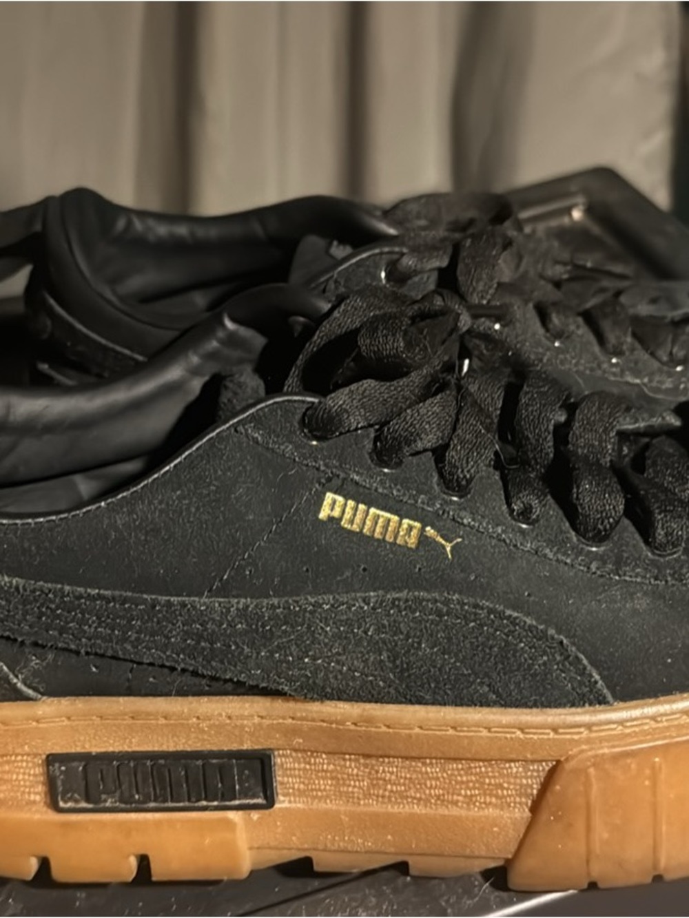 PUMA Black Suede Sneakers with Gum Sole